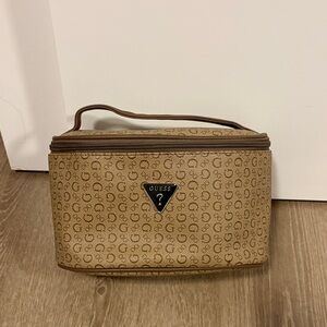 GUESS Brown & Beige Monogram Cosmetic Case